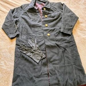 Vintage Navy Cashmere Coat with Gold Buttons